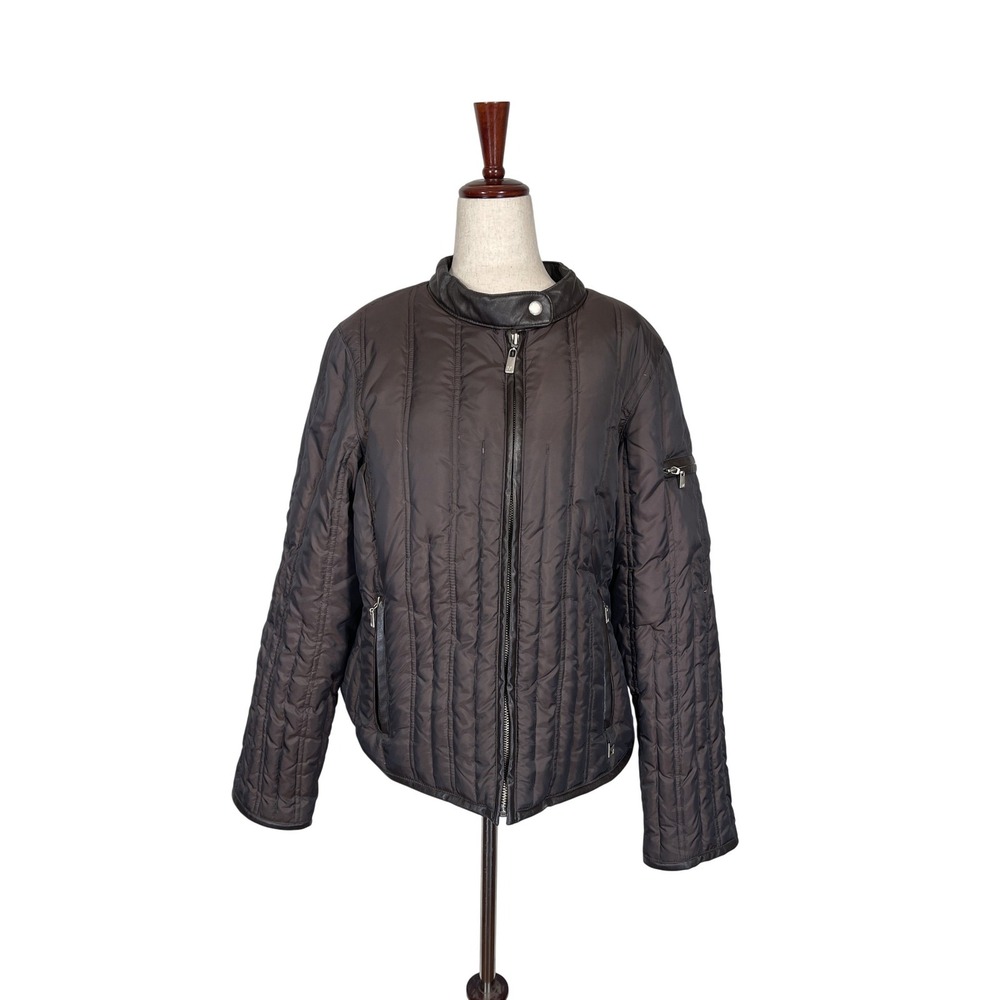 Michael Kors Jacket Womens Medium Quilted Full Zip Moto Lightweight Casual